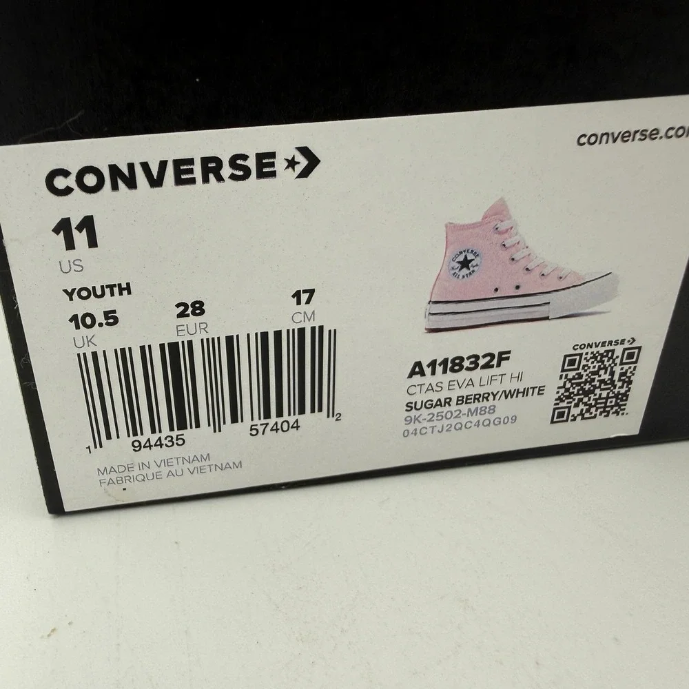 Converse CTAS EVA Lift Hi Youth Girls 11 Pink Platform A11832F